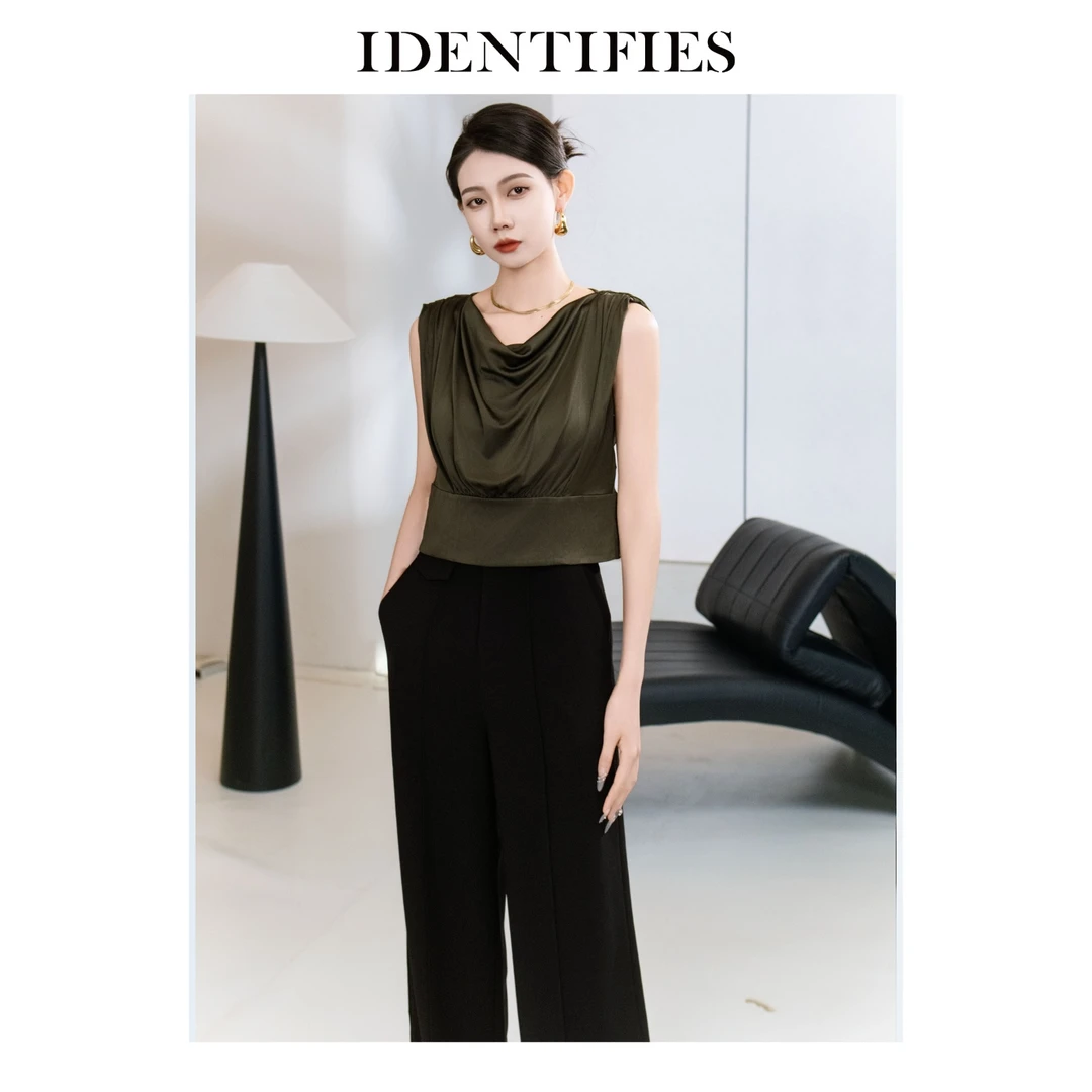 IDENTIFIES/易缔媤千金风修身型v领时尚都市设计感无袖吊带