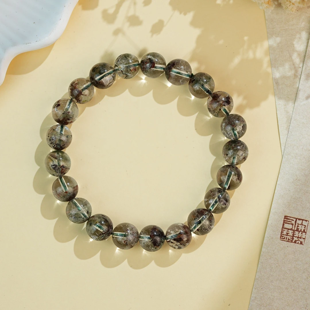 周西西精美珠宝绿幽灵素圈手串8mm时尚气质百搭多样性发货20210