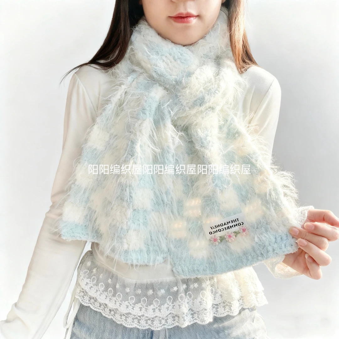 diy手工编织华夫格子围巾材料包围脖ins钩针保暖柔软手工礼物