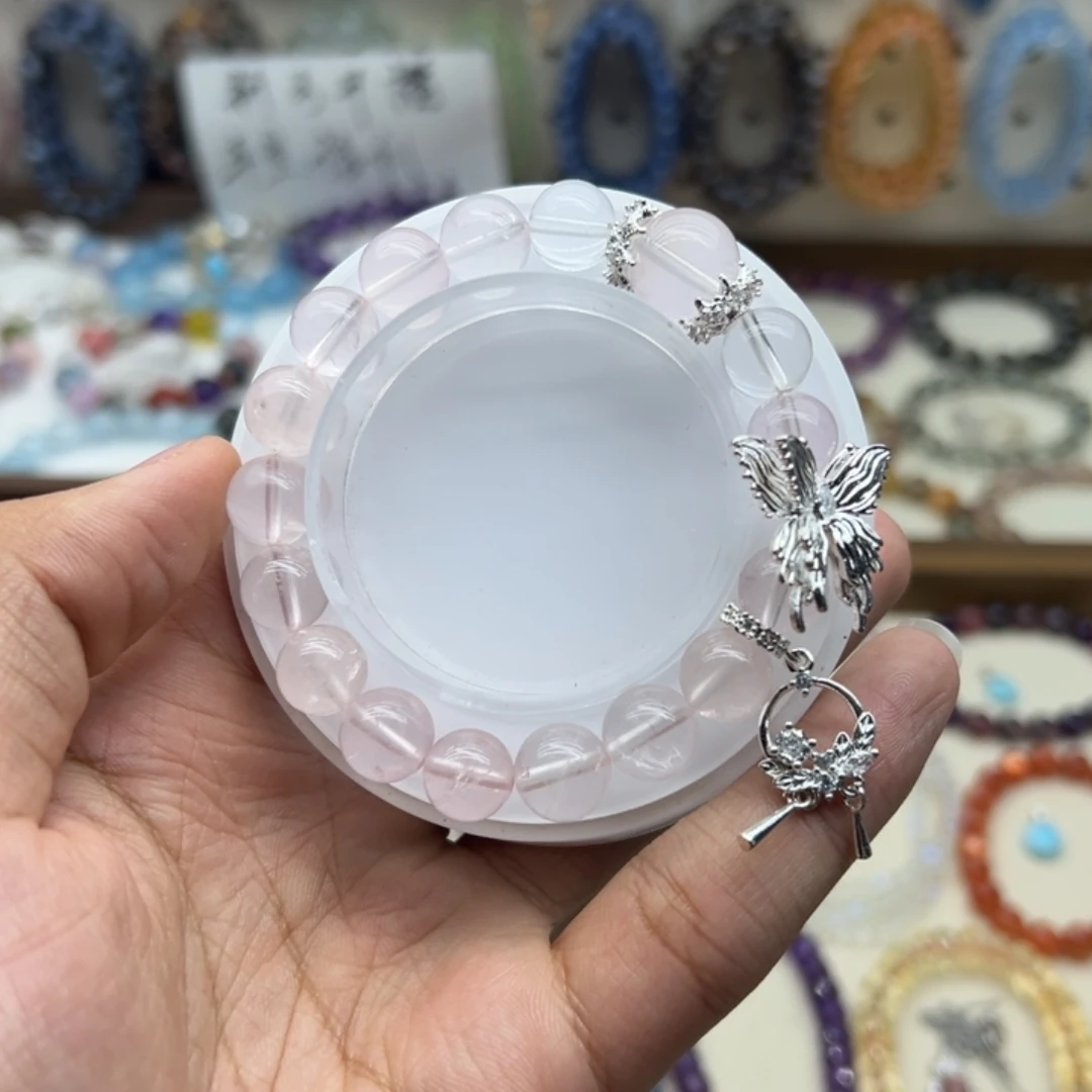 手链水晶未镶嵌粉水晶diy