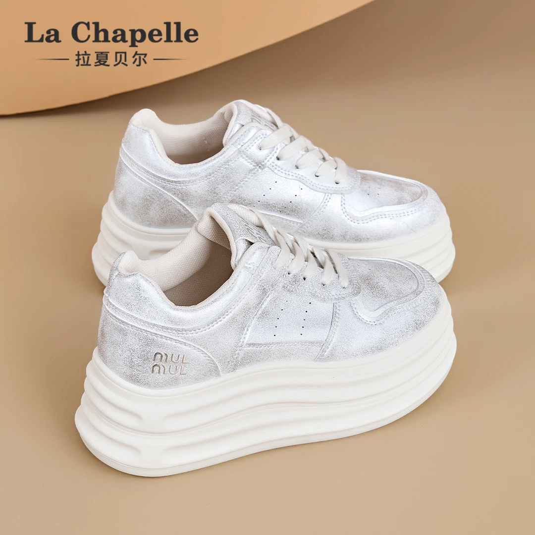 拉夏贝尔夏季新款百搭欧若风小白鞋女时尚休闲鞋厚底小个子增高鞋