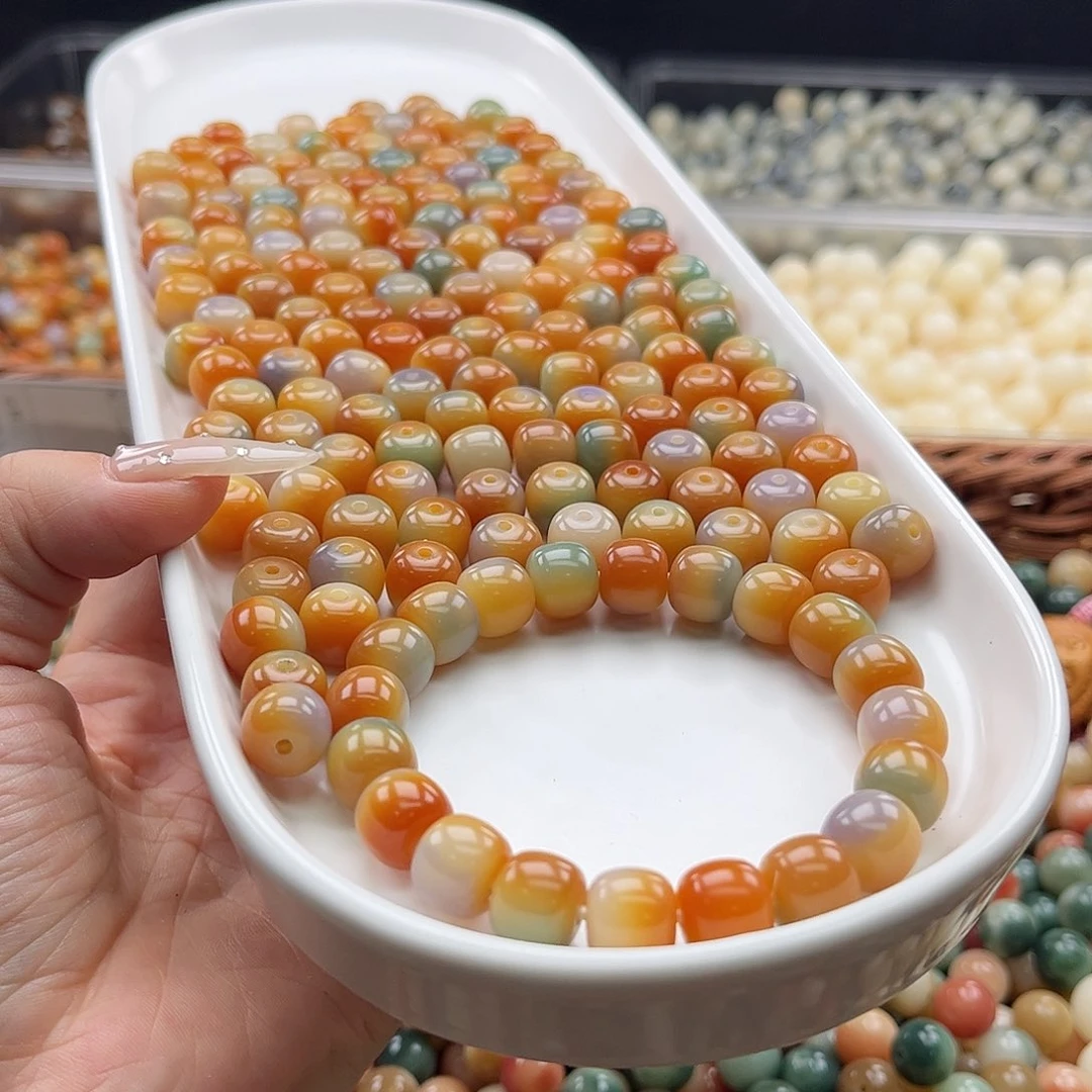 白玉菩提吊坠c10mn/100+10颗三彩