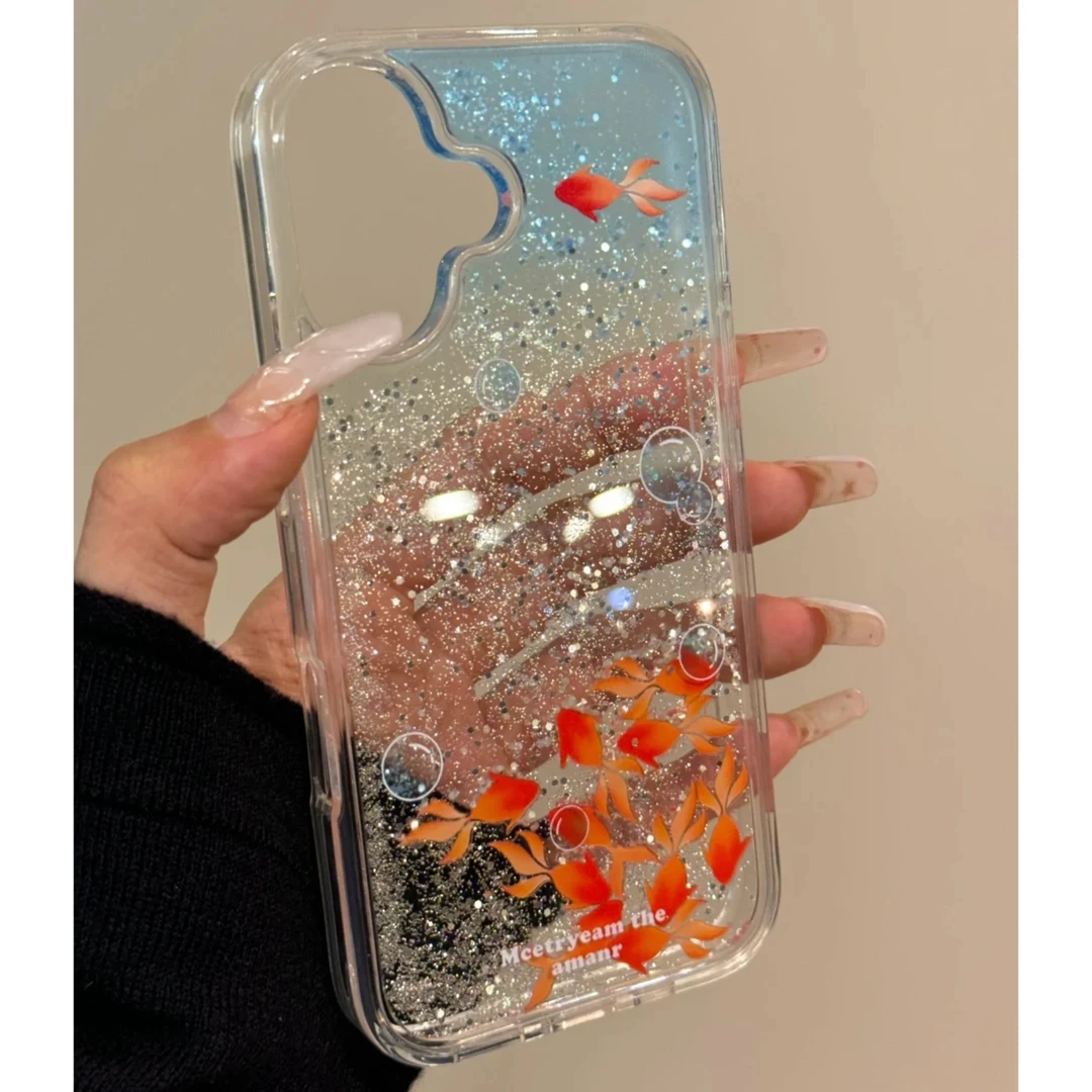 Lucky高级流沙气泡锦鲤适用iPhone16/15promax手机壳14透明13/12