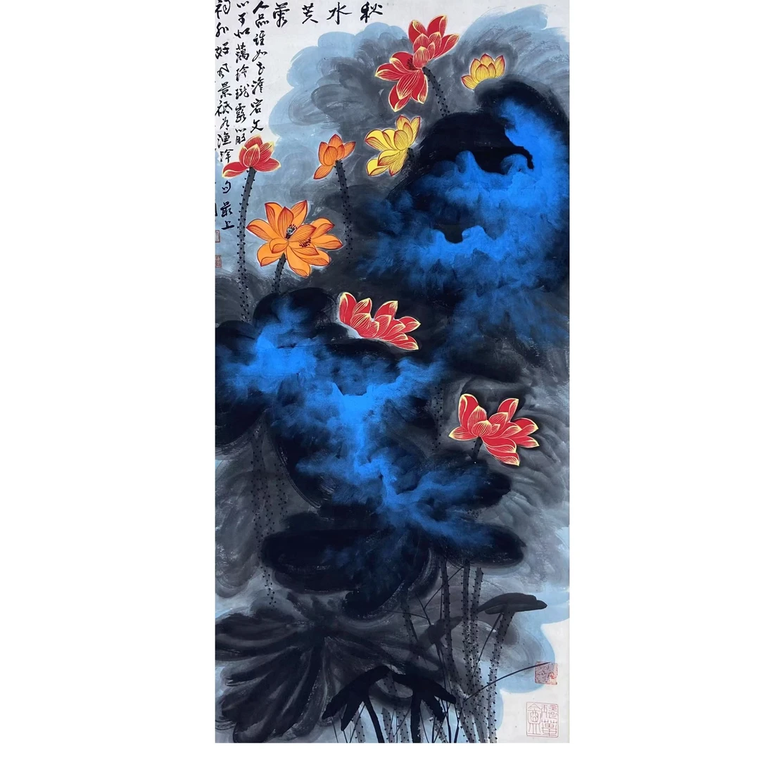 张DQ 荷花立轴135 65 7.8平尺