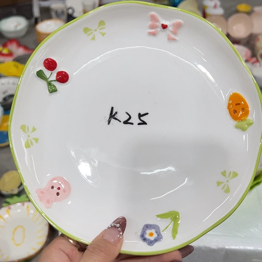 高温陶瓷釉下彩微瑕2个