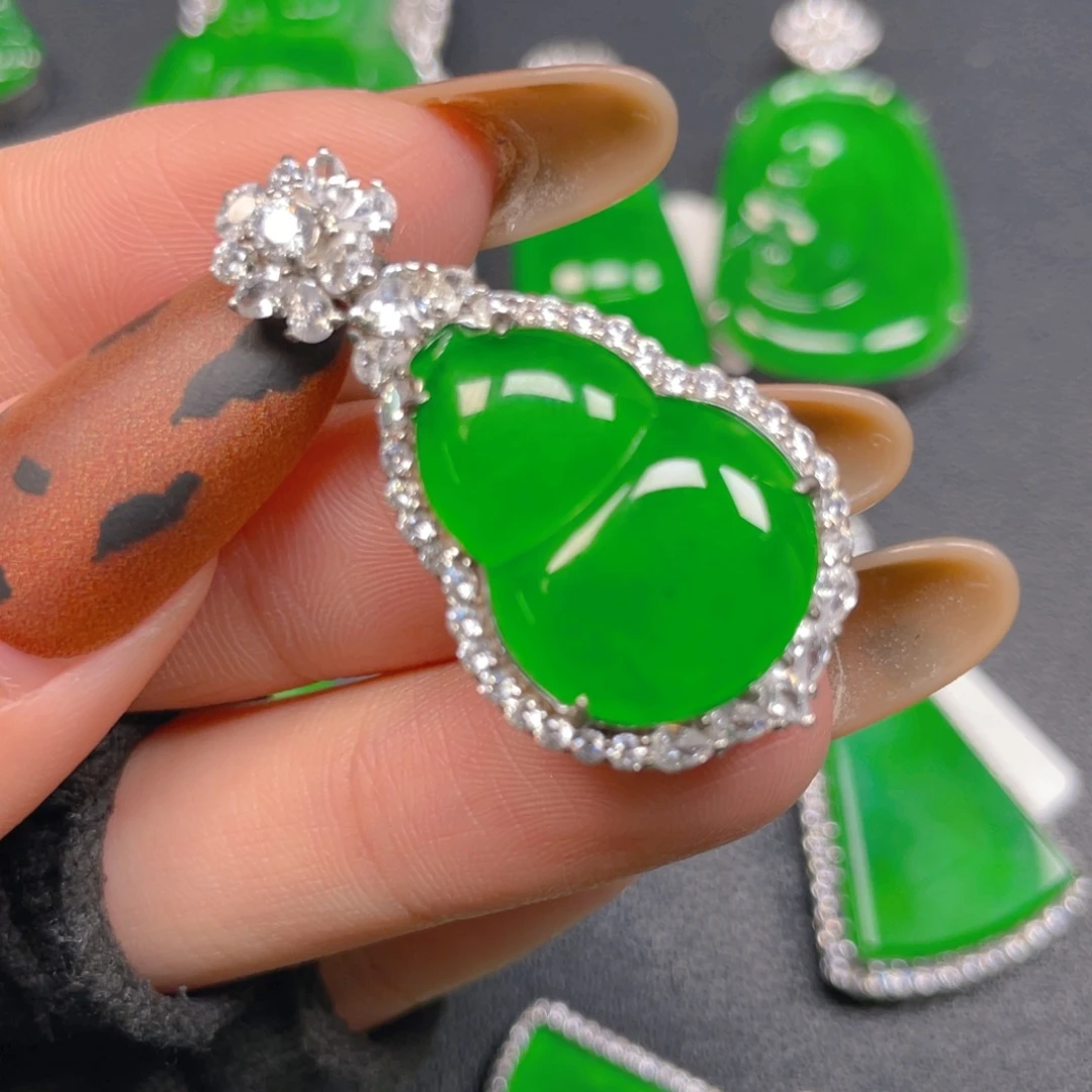 翡翠银S925镶嵌吊坠(不含链)