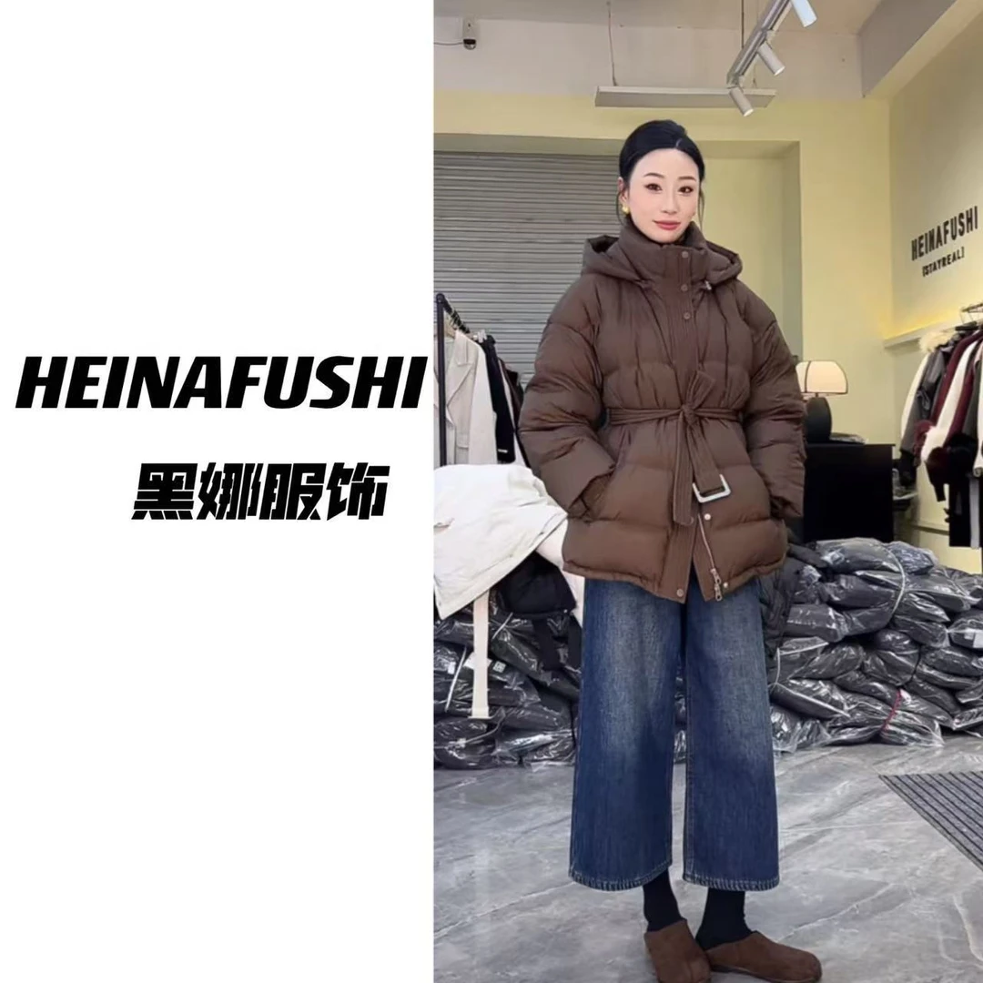 HEINA清仓【韩系收腰】系带羽绒服F 6693-5