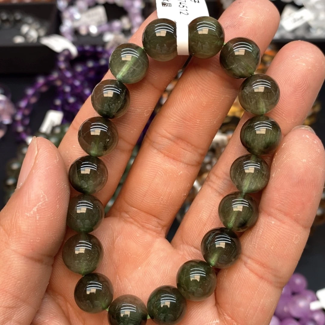 水晶手链未镶嵌4绿兔毛11mm