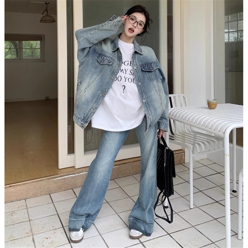 复古高级感牛仔衣女秋冬季美式高街宽松休闲外套新款夹克上衣