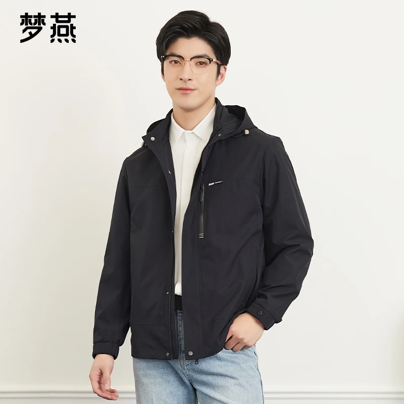梦燕春秋男运动翻领时尚连帽夹克酷潮户外休闲上衣外套XC06B5007
