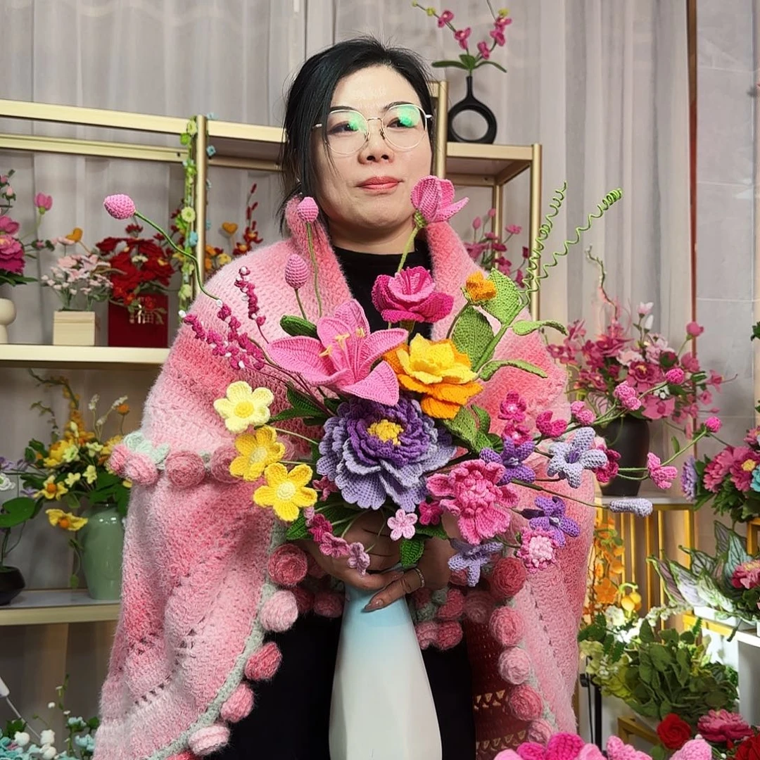 纯手工钩织手工钩织设计花束