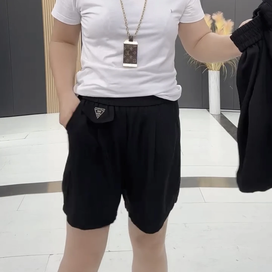 高腰中腰学院风刺绣夏季常规短裤简约打底修身设计师