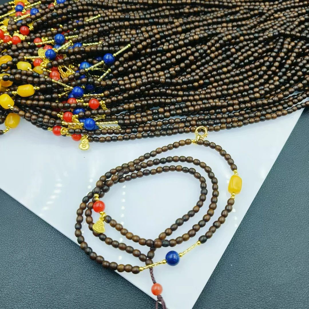 「戴琴珠宝」FR6509-4mm左右檀香木项链（多样性发其一）