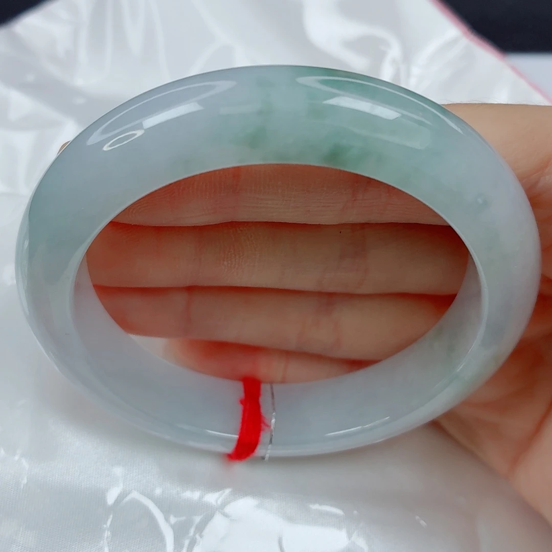 翡翠未镶嵌手镯58正圈，版型厚装，小清新，有纹，03