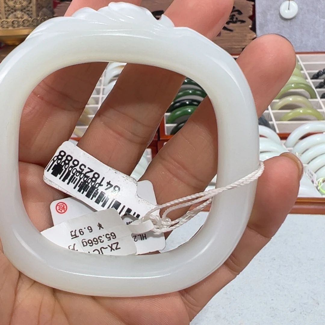 和田玉未镶嵌手镯新疆天然和田玉羊脂白玉方镯52-57