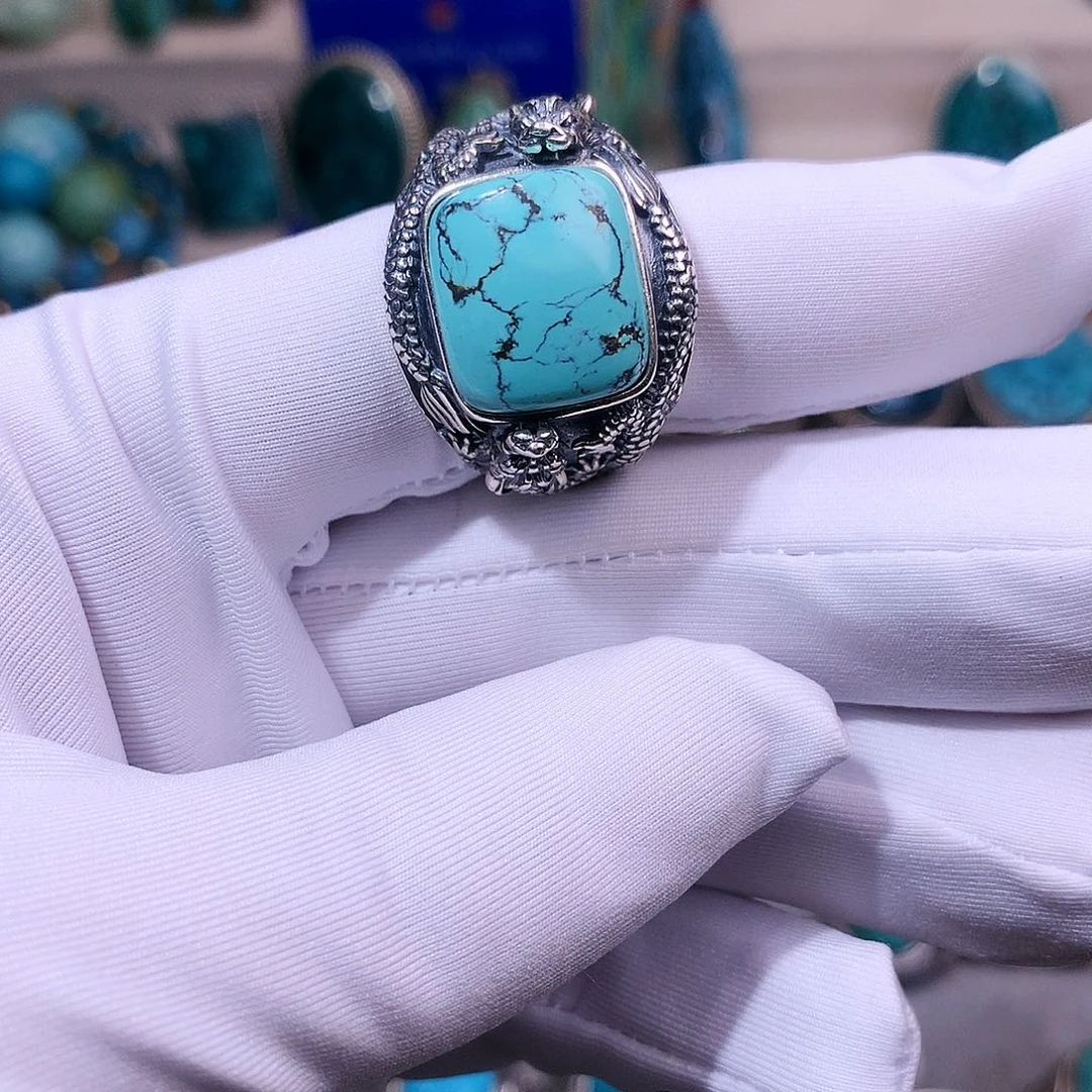 绿松石挂件银S925镶嵌皇*