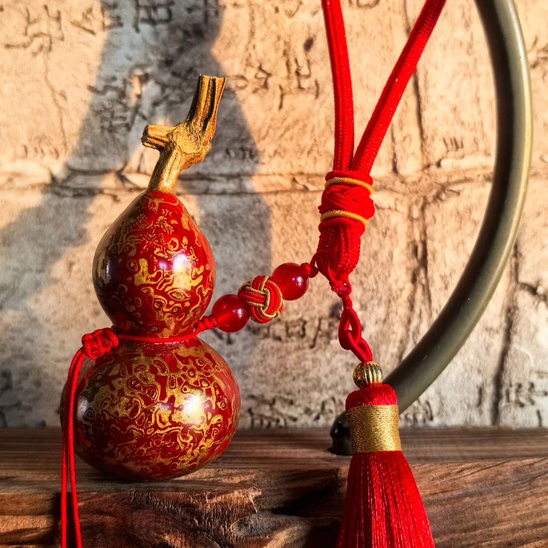 中式家居装饰茶道礼品手捻犀皮漆器葫芦祝福多子多福好运连连