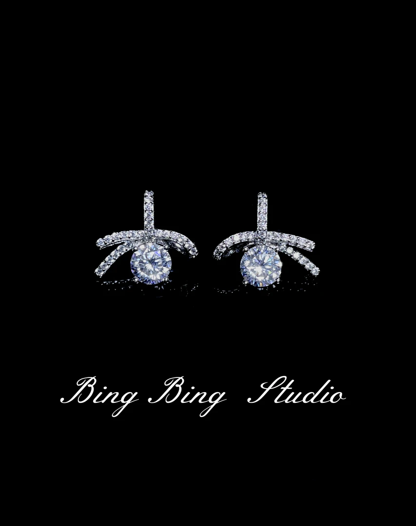 925银合成锆石耳饰 BingBing Studio轻奢 蝴蝶结气质百搭耳钉