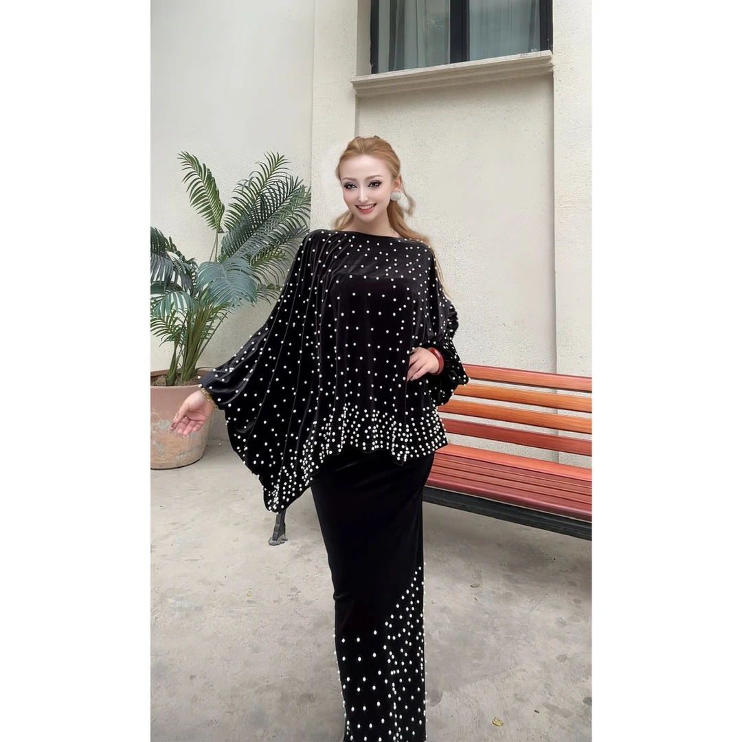 5887【包邮)重工珍珠镶嵌两件套套装