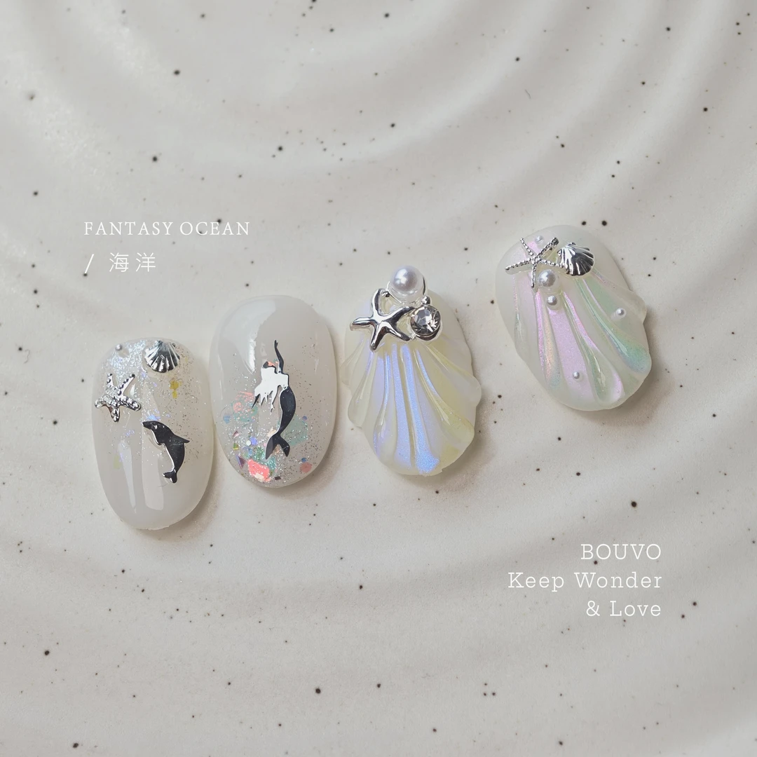 Bouvo宝璐 海洋ins美甲饰品海星贝壳美人鱼海豚素材夏日指甲装饰