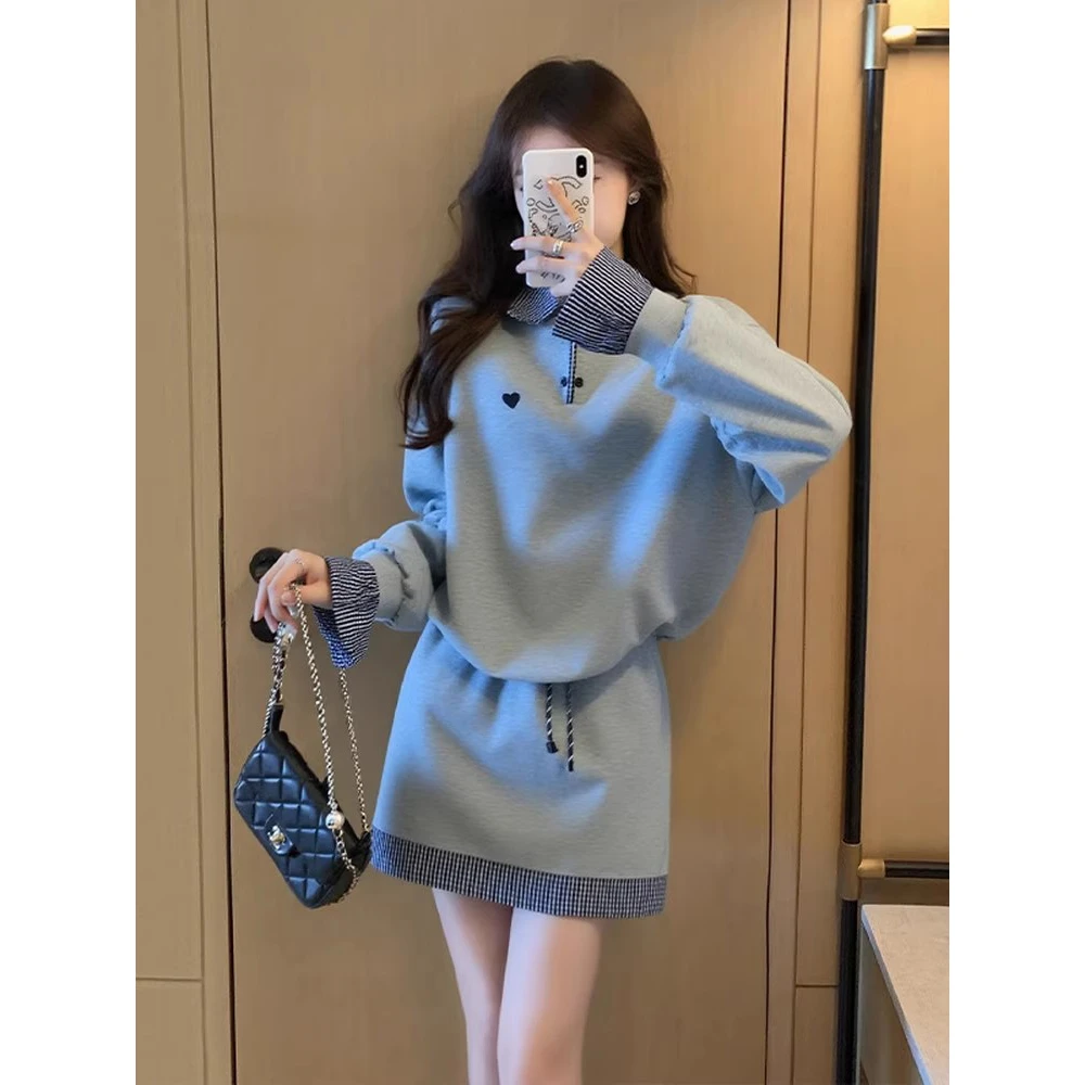 灰色小香风套装女2025新款爆款秋季穿搭巨好看的上衣半身裙两件套