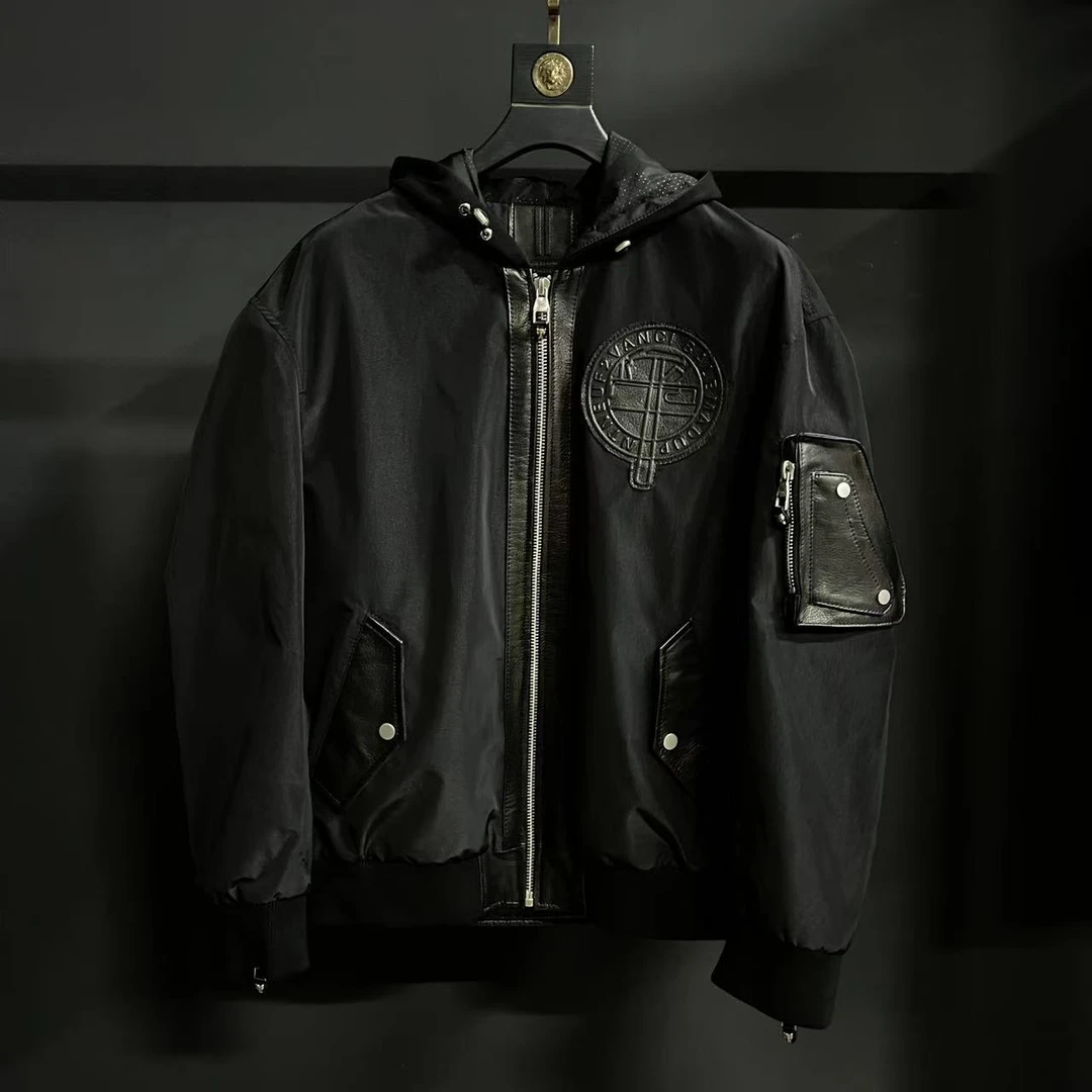 25年新款棒球服金属丝配羊皮