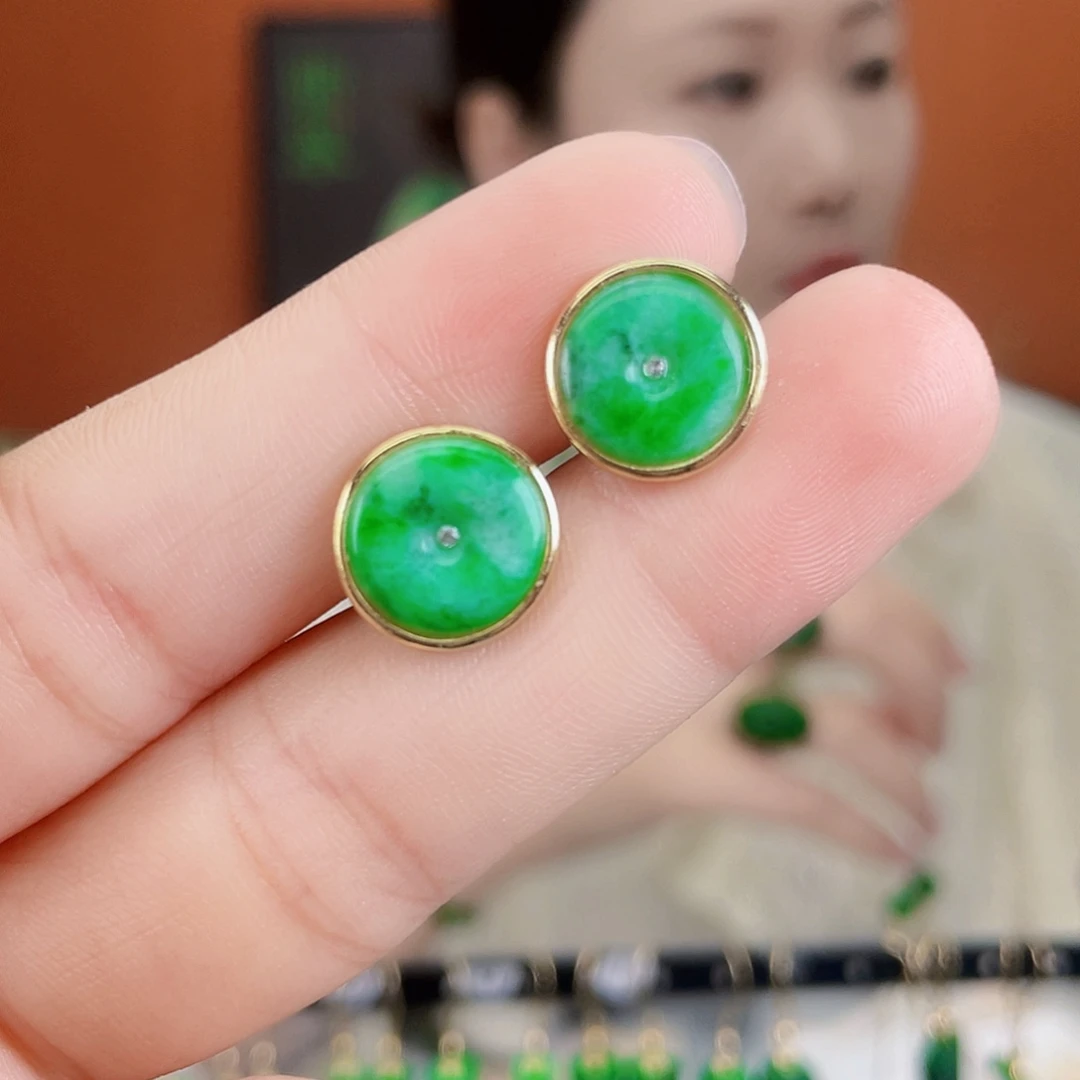 翡翠银S925镶嵌耳饰