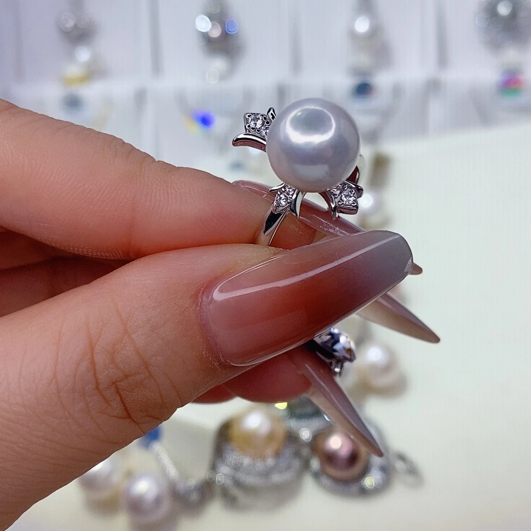 戒指淡水珍珠银S925镶嵌