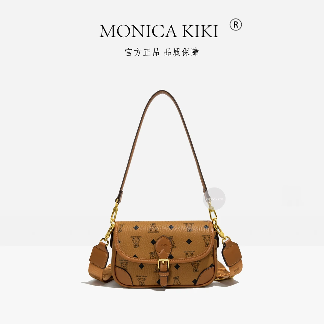 MONICA KIKI/莫妮卡奇奇小熊包百搭轻奢复古单肩斜挎法棍包1068中