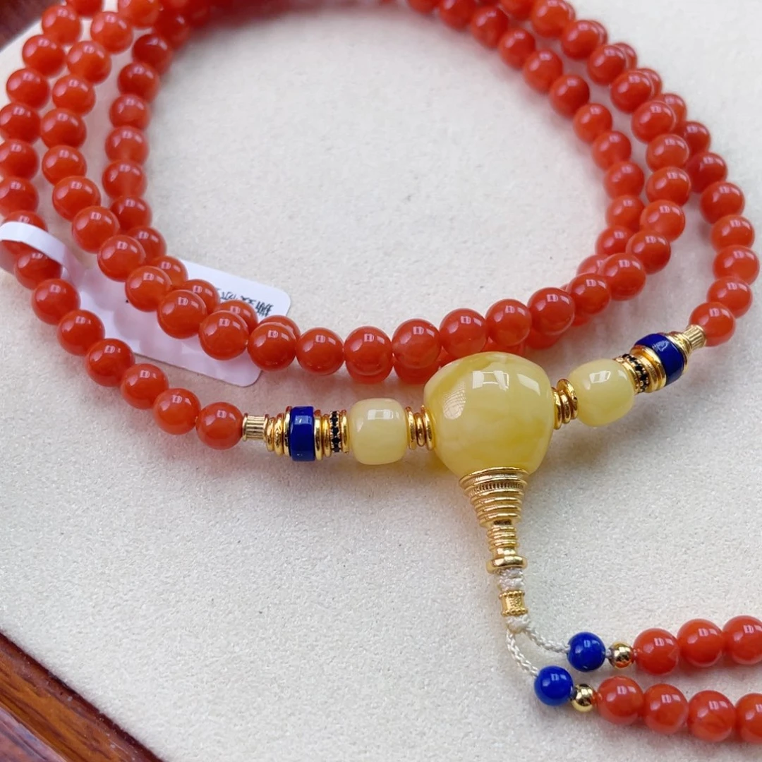 南红玛瑙未镶嵌颈饰南红项链38.8克