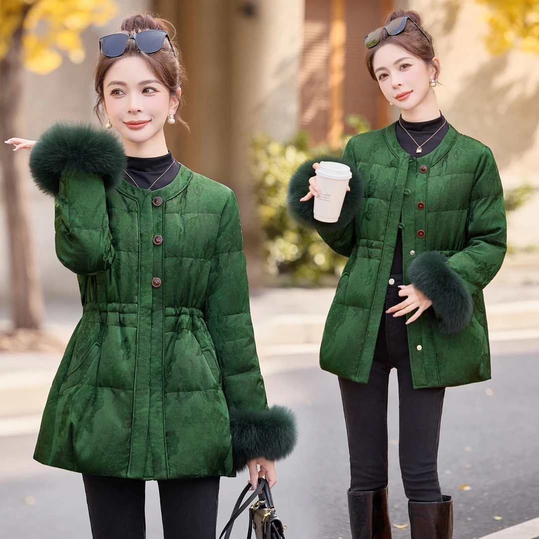 羽绒服女款爆款2025新款正品冬季中长款羽绒真狐狸毛90白鸭绒潮牌