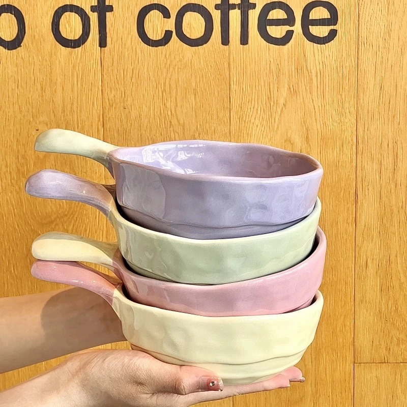 ins风高颜值陶瓷手柄碗家用烤碗水果沙拉燕麦酸奶碗泡面碗螺蛳粉
