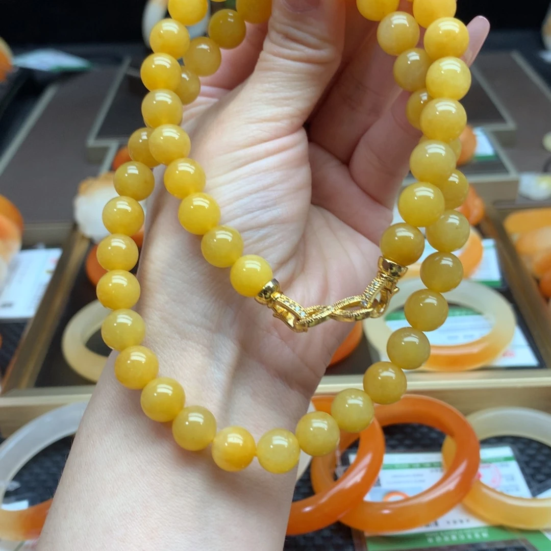 石英质玉（黄龙玉）项链未镶嵌