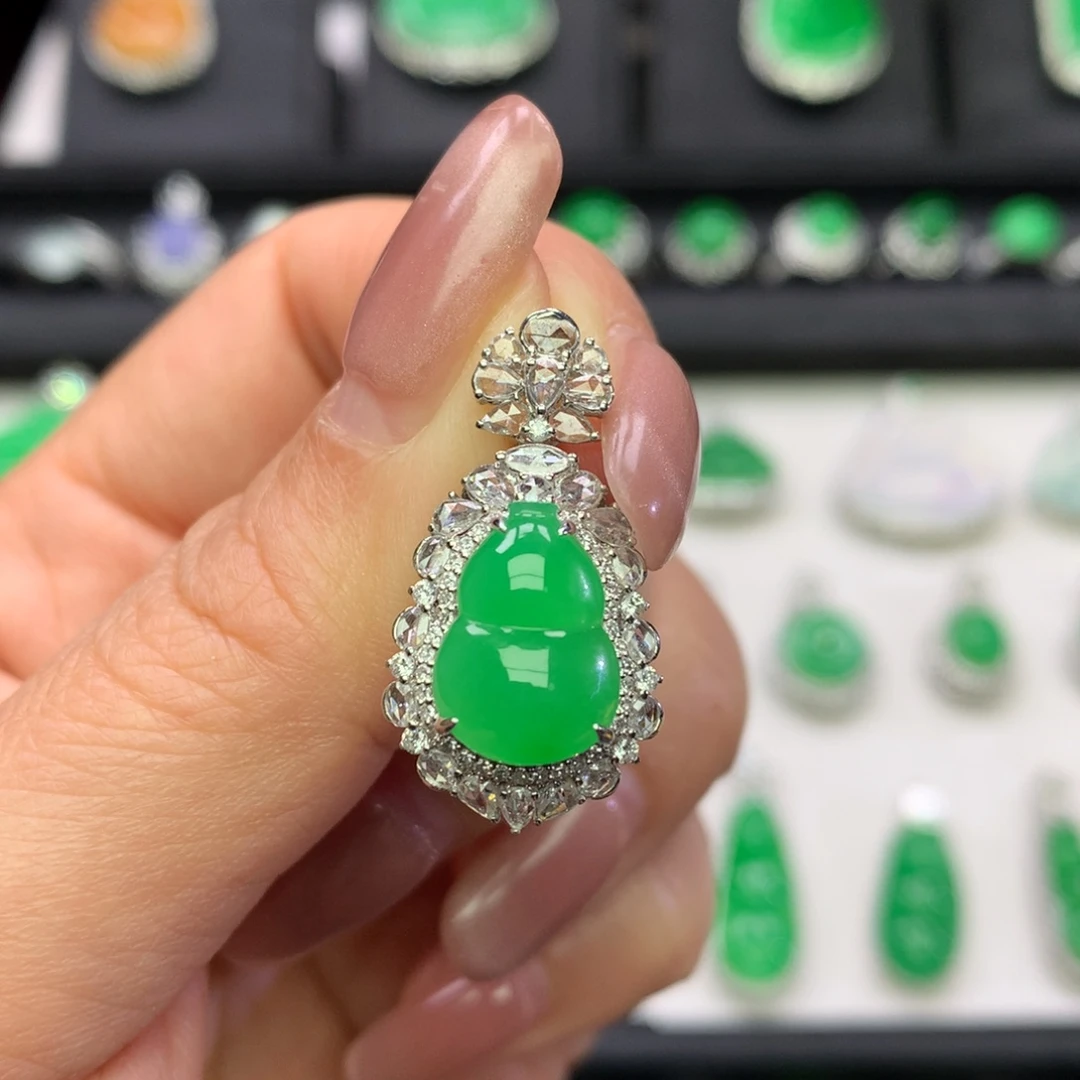 翡翠18K金镶嵌吊坠(不含链)