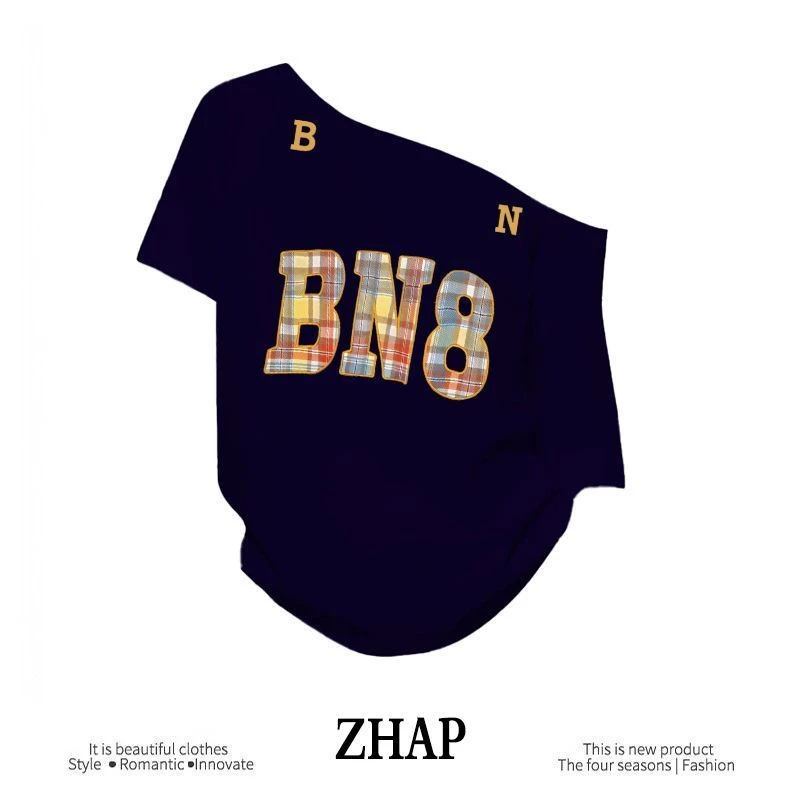 【ZHAP】新款一字肩宽松短袖t恤女藏青色通勤欧美风多巴胺穿搭夏季