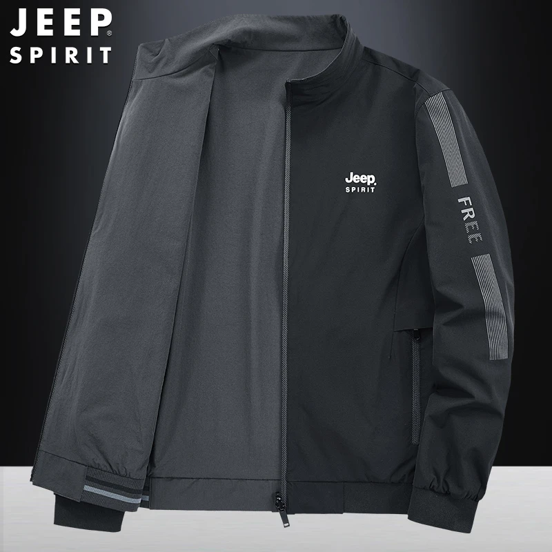 JEEPSPIRIT春秋新品四面弹双面穿夹克防风运动高品质舒适外套男