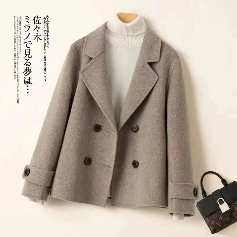 chorsarls小香风气质韩版轻奢宽松百搭外套女短款双面呢大衣9972