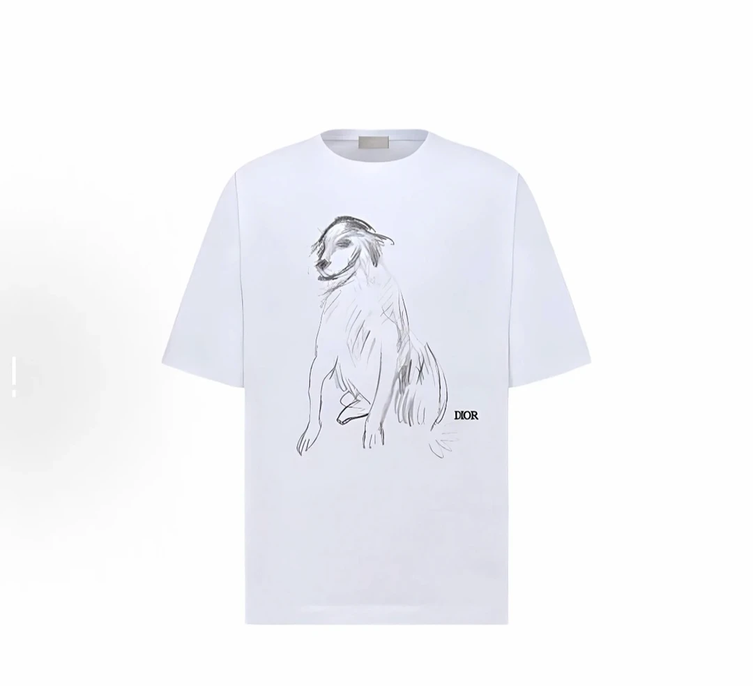 未使用 DIOR/迪奥  DIOR/迪奥 简笔画小狗logo短袖