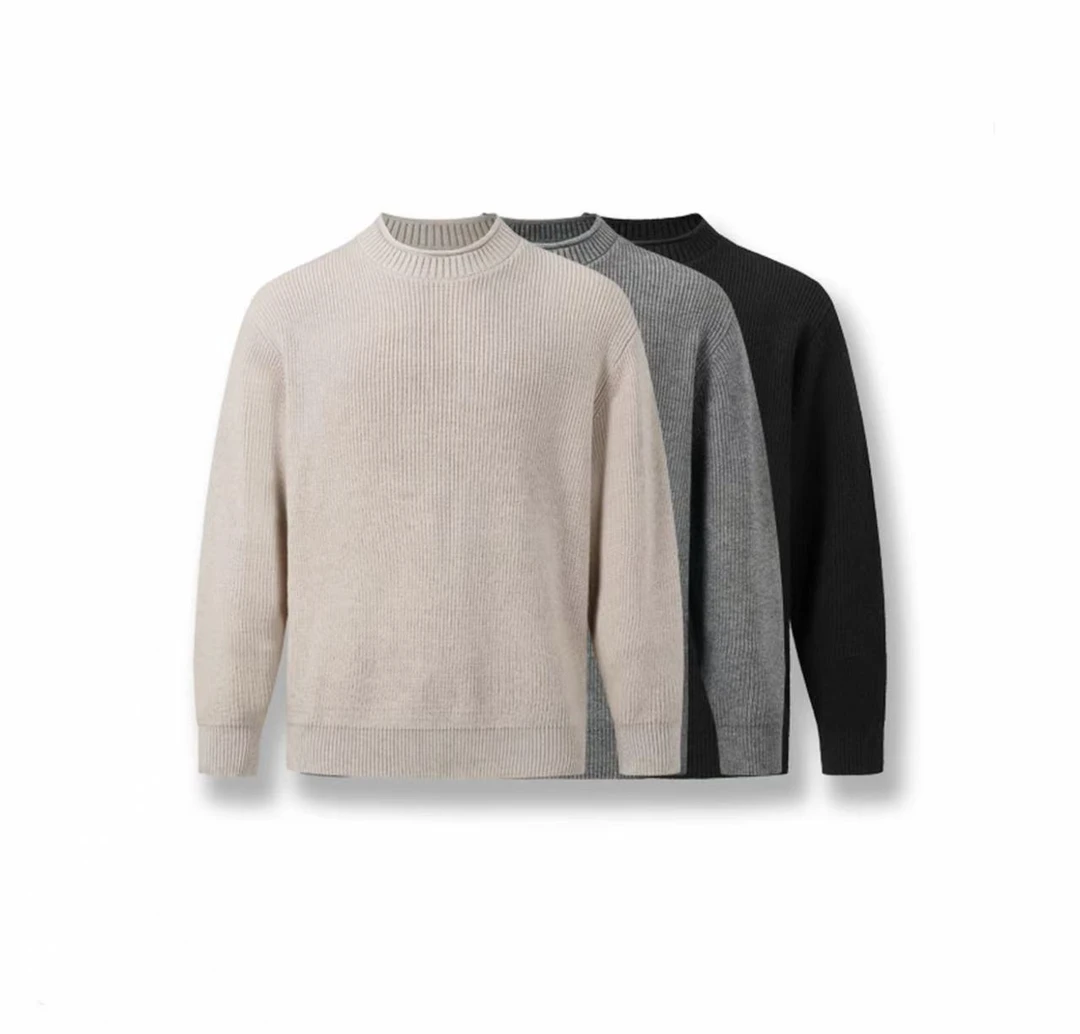 ZPAG冬季加厚粗针织重磅套头圆领休闲毛衣打底保暖针织毛衣