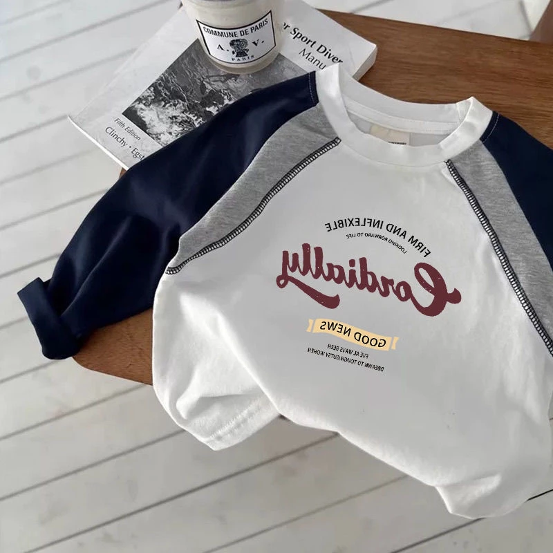 纯棉秋款韩国童装男童长袖t恤秋季炸街设计感上衣儿童体恤韩版潮