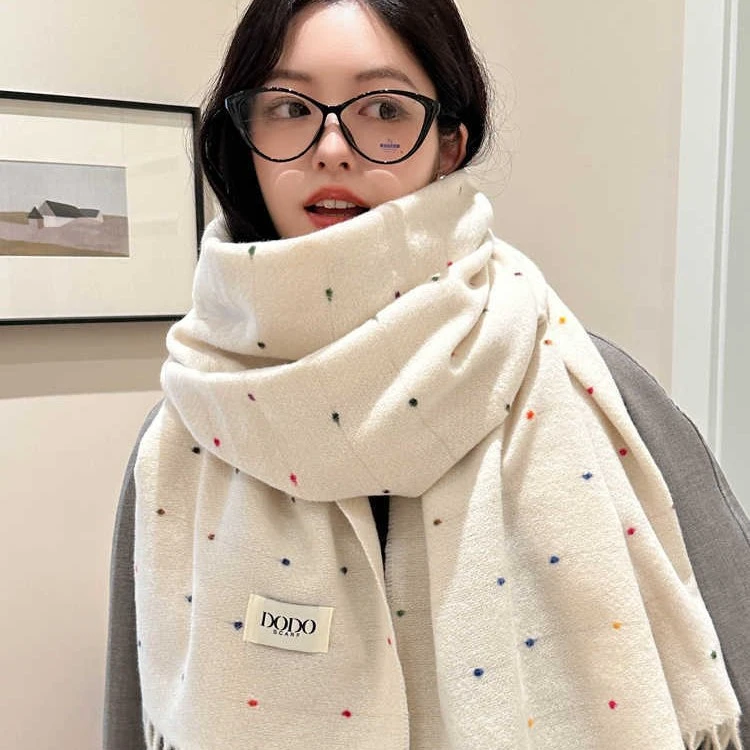 包邮格子围巾女冬季高级感马海毛仿羊绒围巾学生百搭保暖披肩围脖