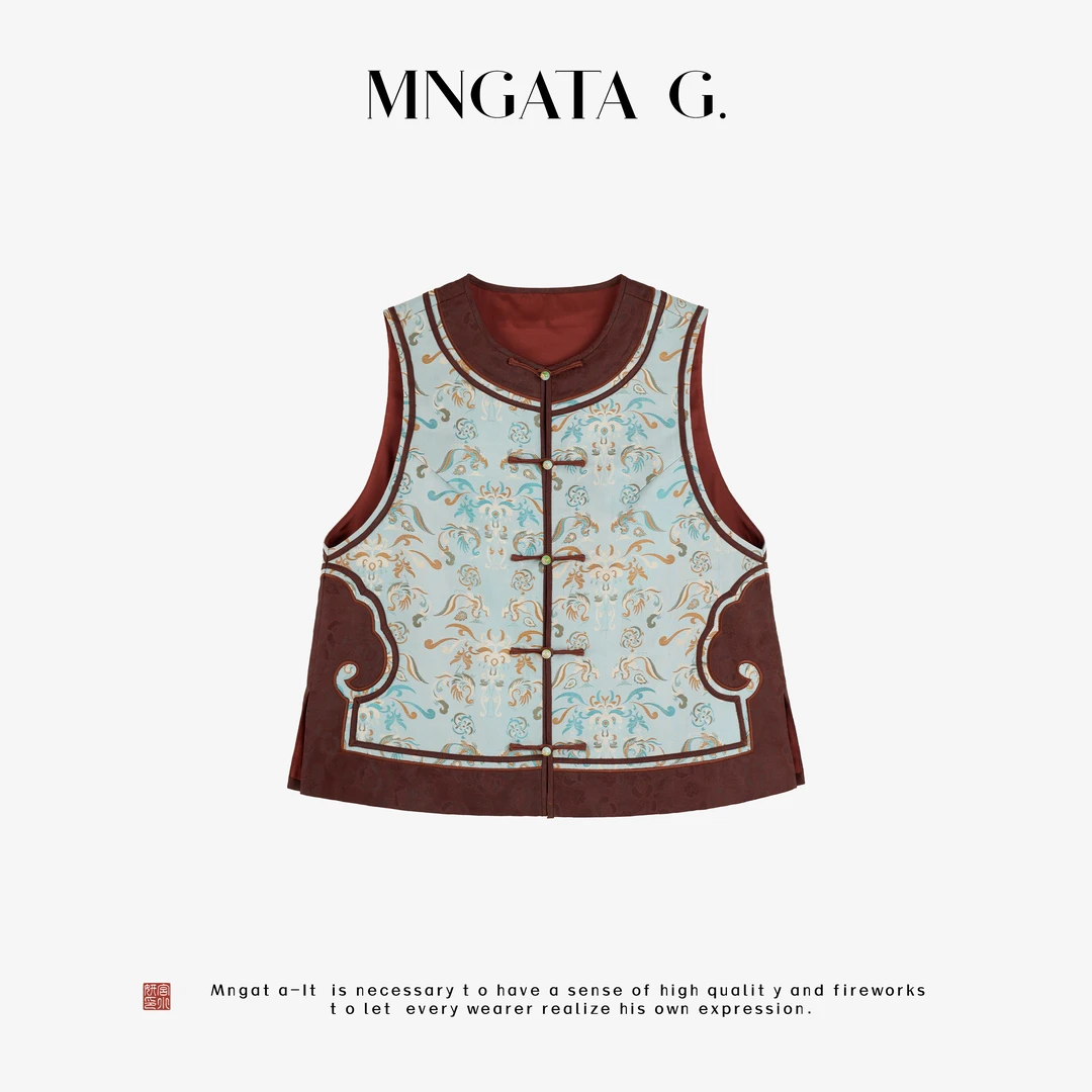 MNGATA G.宫小妍【钱小萍宋锦·有凤来仪】秋冬中式国风马甲5090430