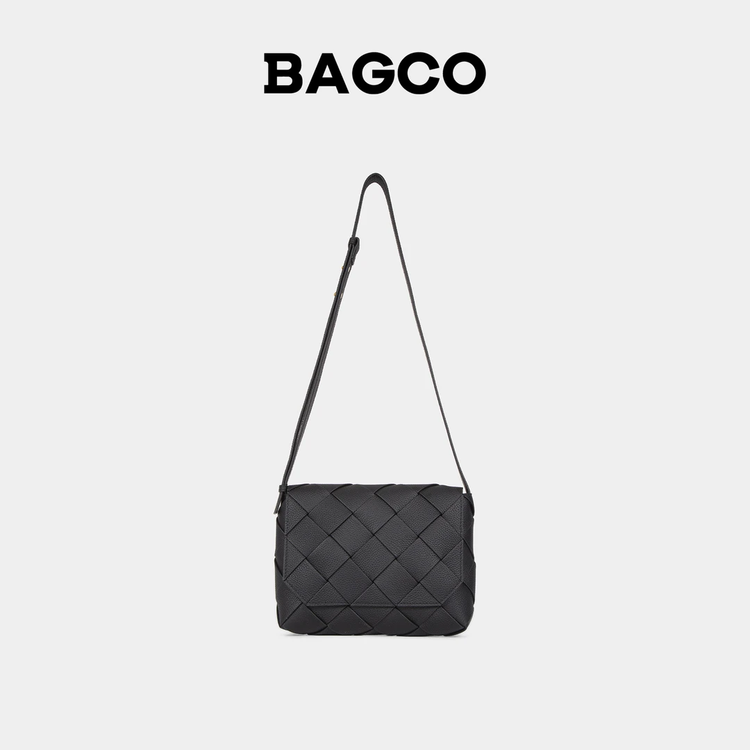 BAGCO“编织小邮差包”B&V新款头层牛皮手编可调节单肩腋下斜挎包