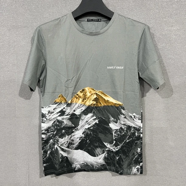 鸟家印花扎染渐变青年日常短袖T恤设计师男款上衣潮流无领标