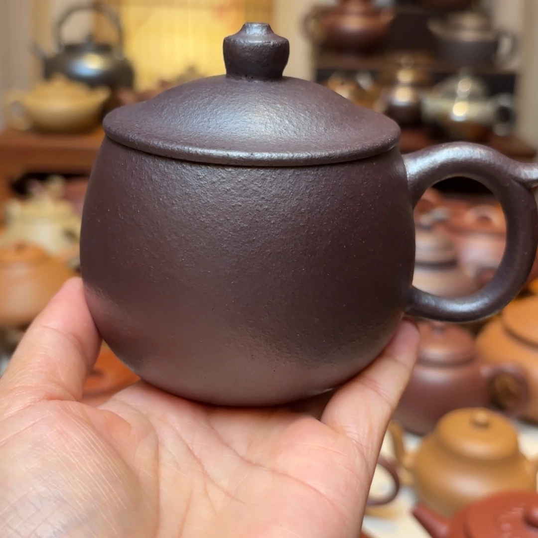 紫砂壶纯料石红24目手工泥半手工盖杯