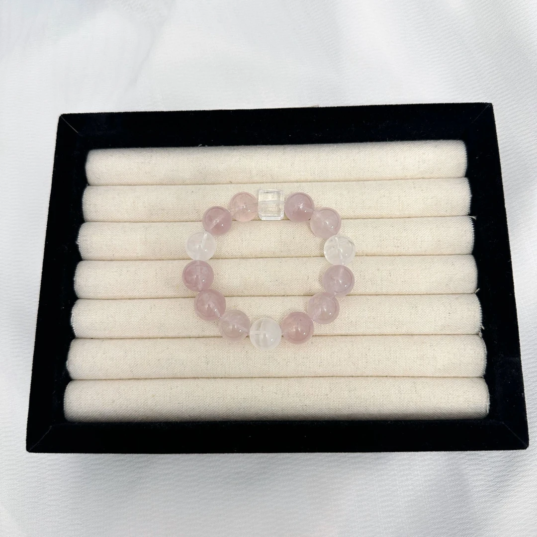 拍2件【招花花】粉水晶白幽灵水晶手串手链 多样性发