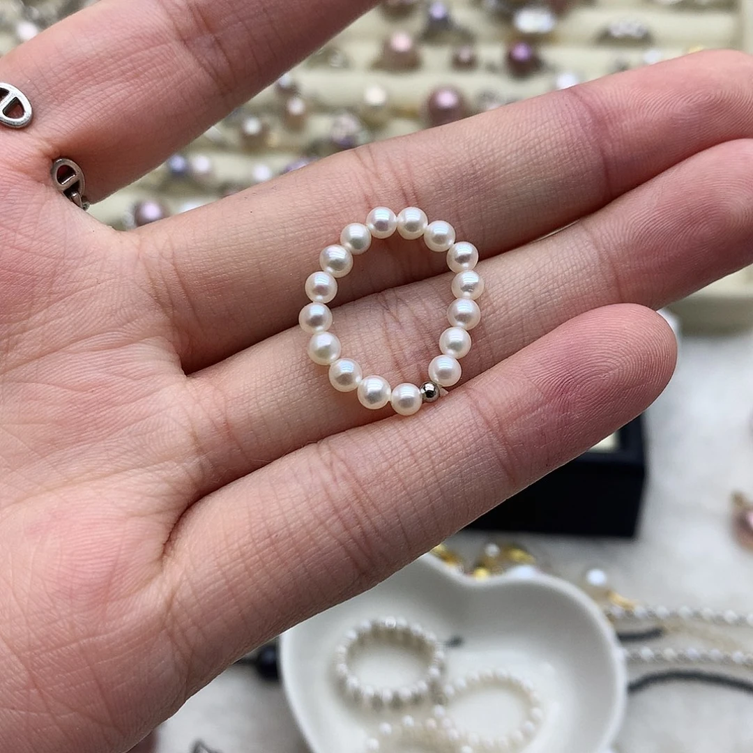 淡水珍珠戒指银S925镶嵌