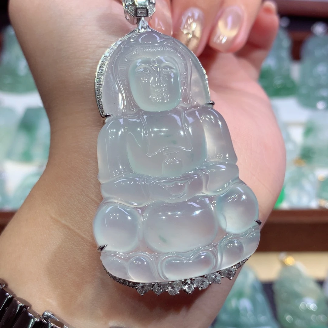 吊坠(不含链)18K金镶嵌翡翠