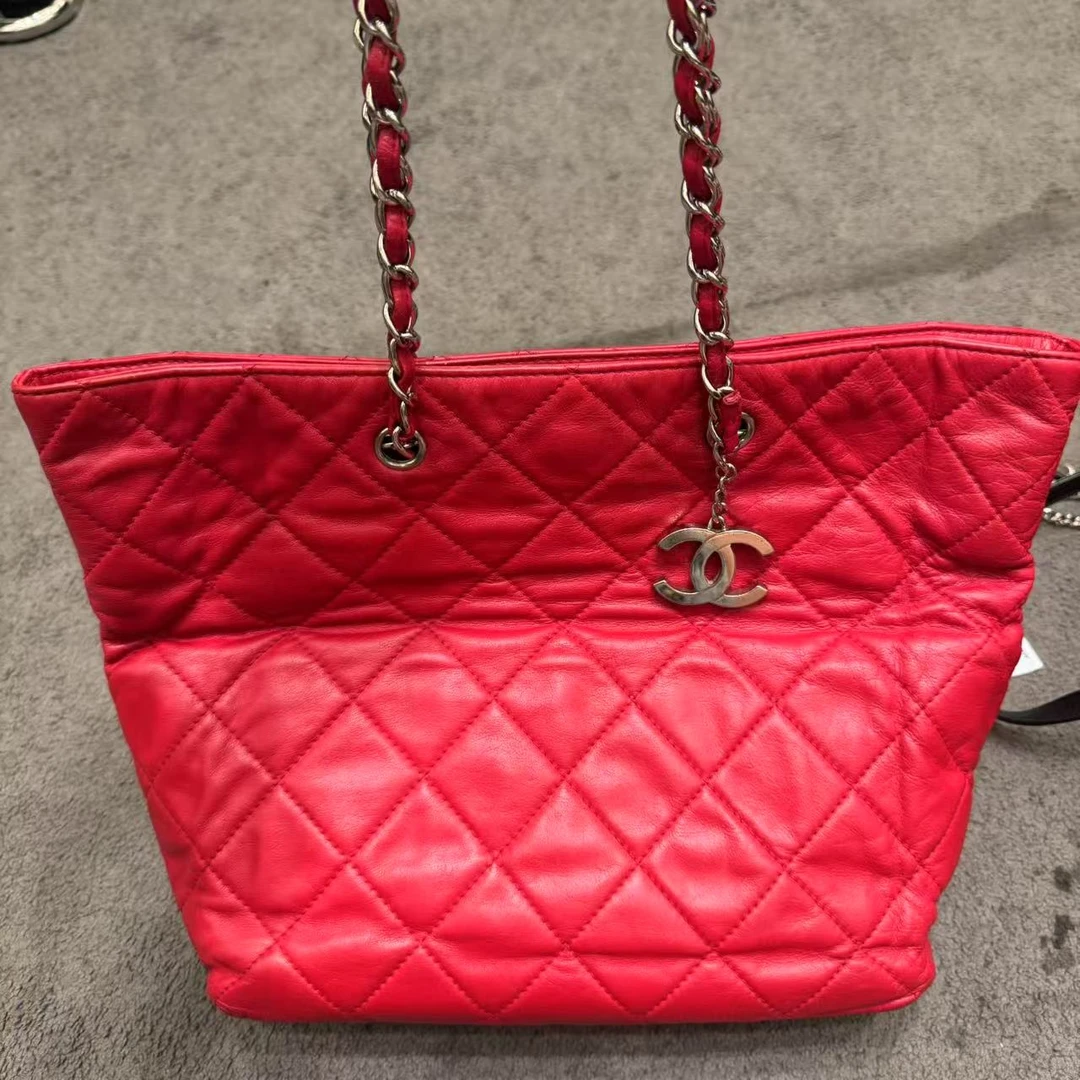 95新 Chanel/香奈儿 红色托特单肩包/非真假不退补不换