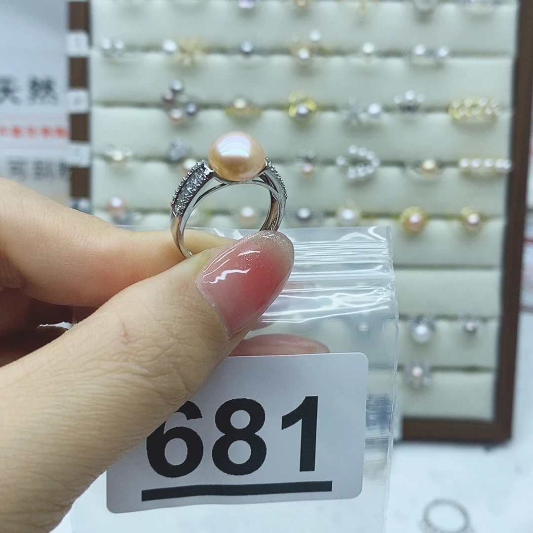 淡水珍珠戒指银S925镶嵌681